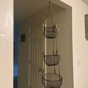 Black Three-Tier Hanging Basket Accent